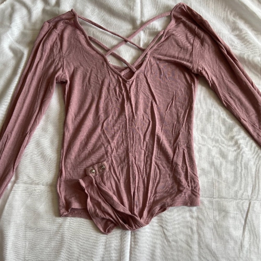 3/$15 bodysuit purple - criss cross back